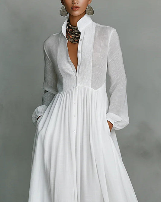Vestido largo cuello mao Leonora — vista 2