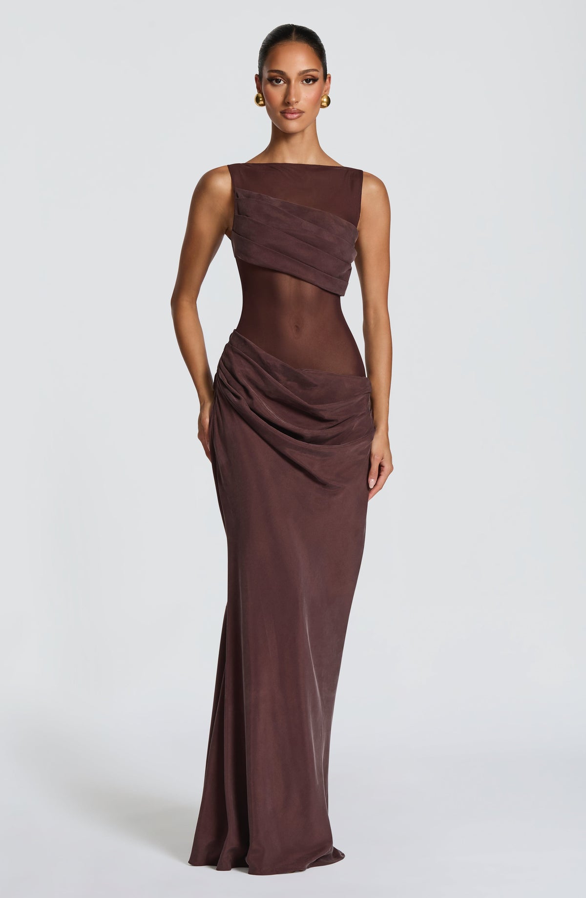 Vestido largo Gracelyn - Marrón ciruela — vista 9