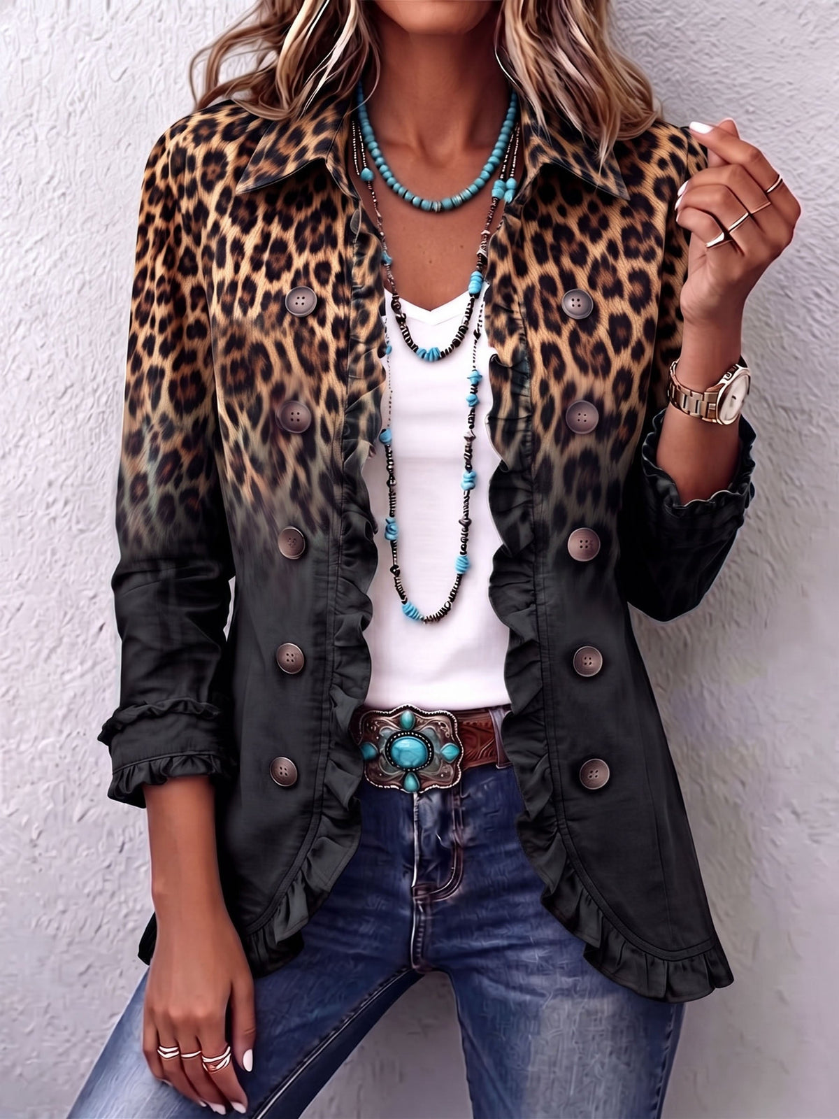 Chaqueta blazer de leopardo Águeda
