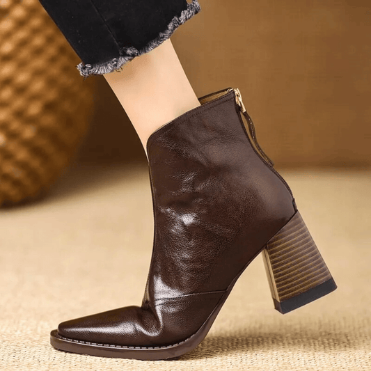 Botines de piel de tacón medio Beatriz — Marrón — vista 2
