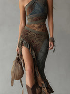 Vestido largo asimétrico Elena