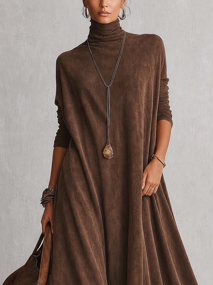 Vestido largo efecto ante con bajo de encaje Pía — vista 5