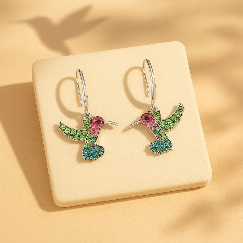 Pendientes de colibrí colorido