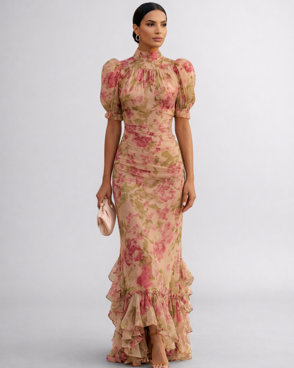 Rosario | Vestido largo floral en gasa