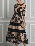 Noa | Vestido midi de encaje negro