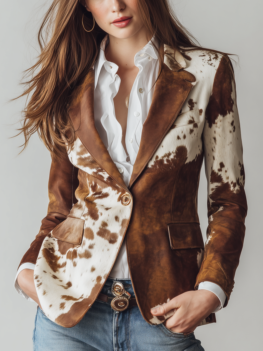 Blazer vintage con estampado de vaca Agathe – Bianca Montoro