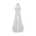 Vestido largo con cuello halter y capas de Inés