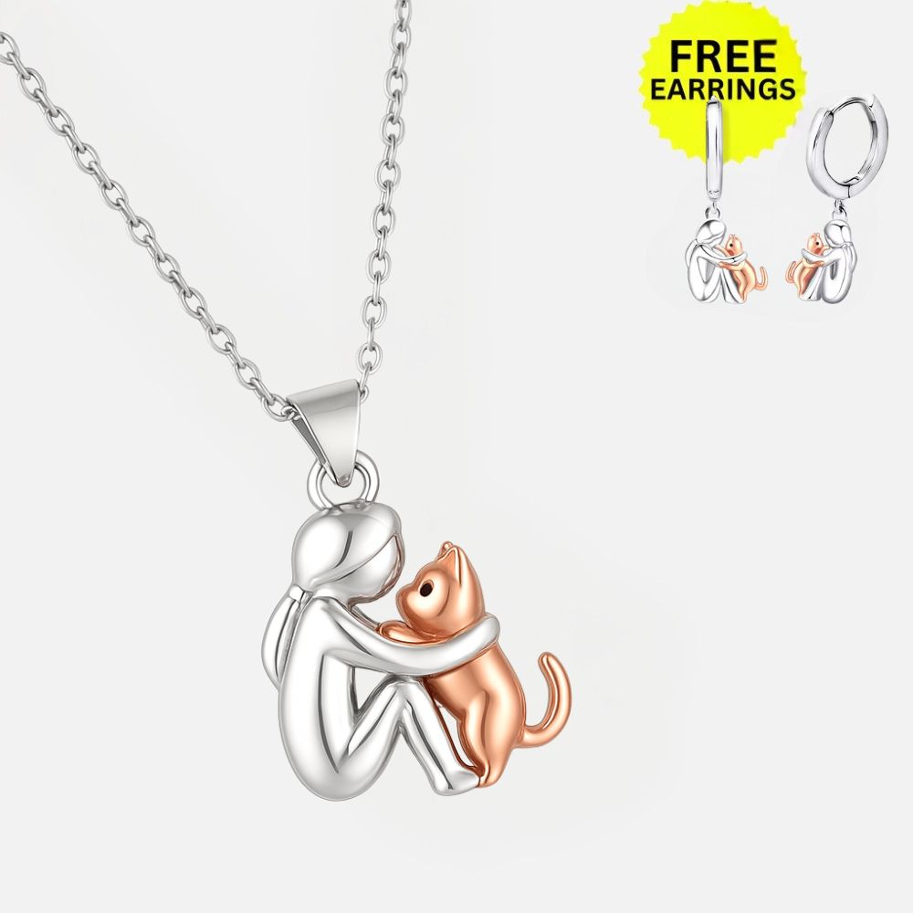 Collar de gato con pendientes a juego