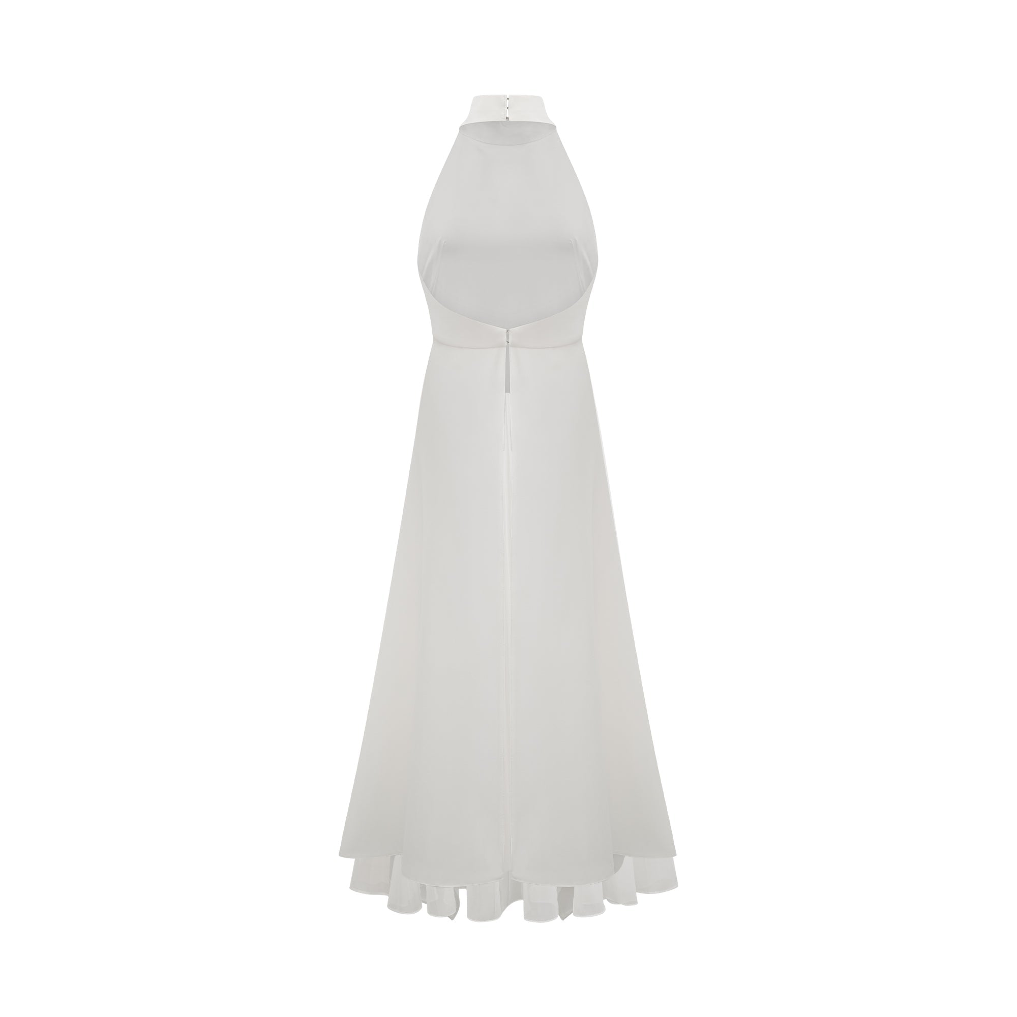 Vestido largo con cuello halter y capas de Inés