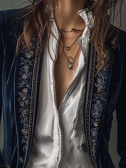 Chaqueta larga bordada vintage Athénaïs