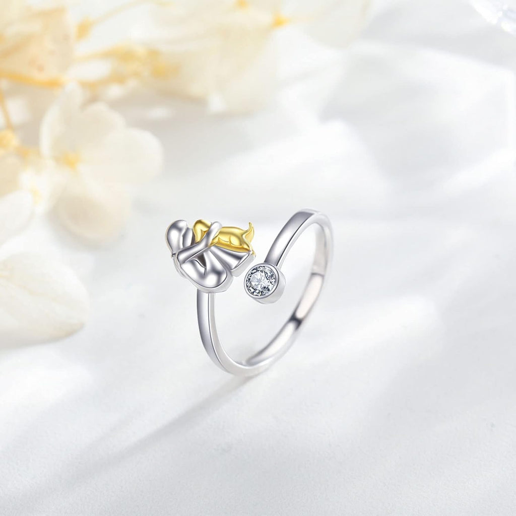 Anillo de circonita en plata de ley, ajustable