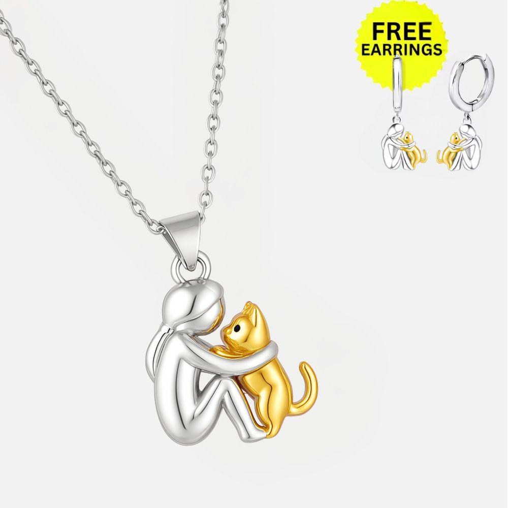 Collar de gato con pendientes a juego
