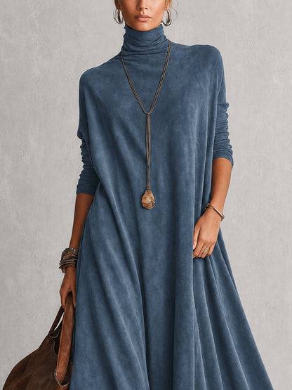 Vestido largo efecto ante con bajo de encaje Pía — vista 9