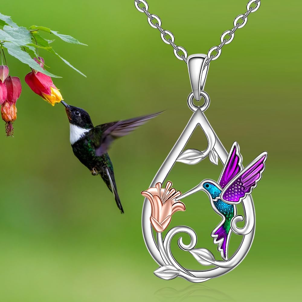 Collar de colibrí multicolor con pendientes