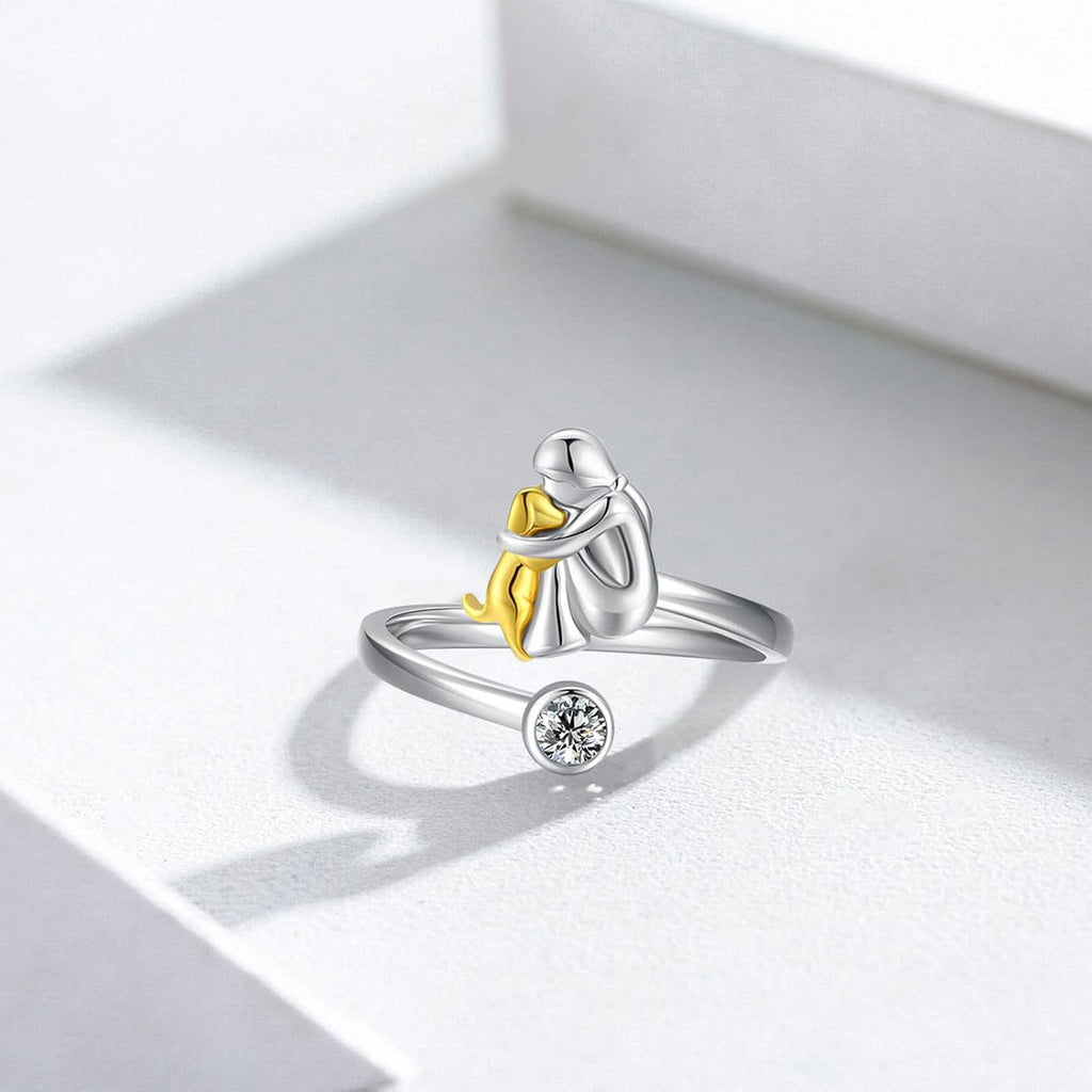 Anillo de circonita en plata de ley, ajustable