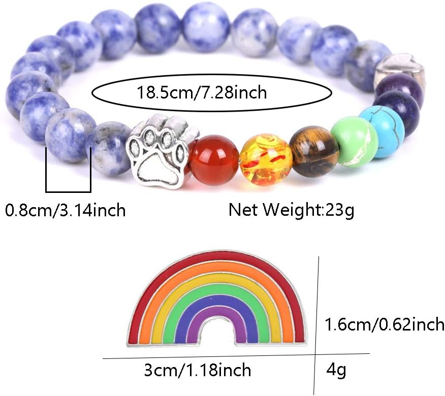 Pulsera de chakras conmemorativa arcoíris