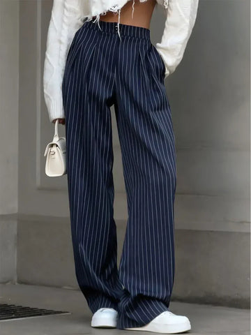 Pantalón ancho a rayas Mar