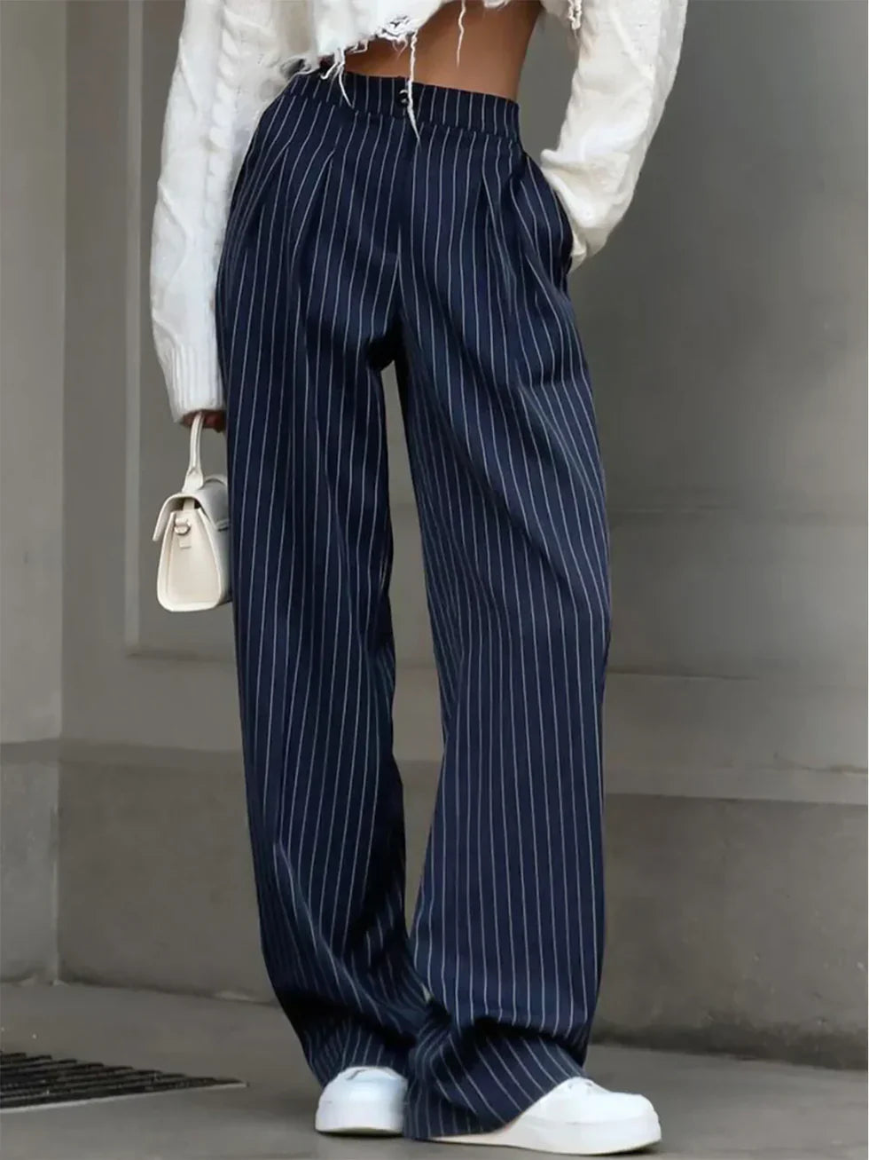 Pantalón ancho a rayas Mar