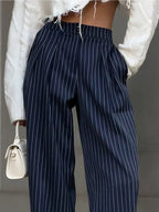Pantalón ancho a rayas Mar