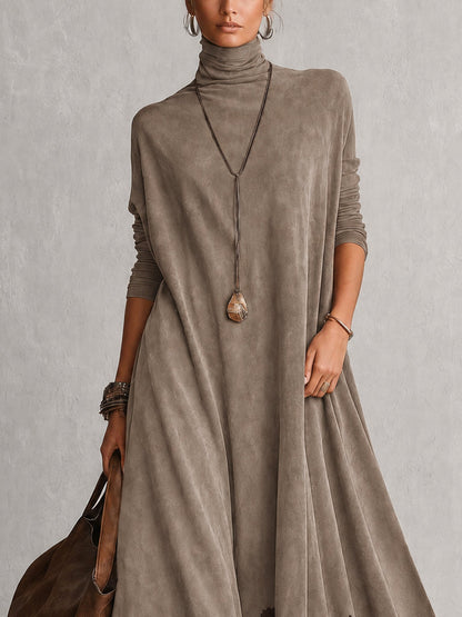 Vestido largo efecto ante con bajo de encaje Pía — vista 11