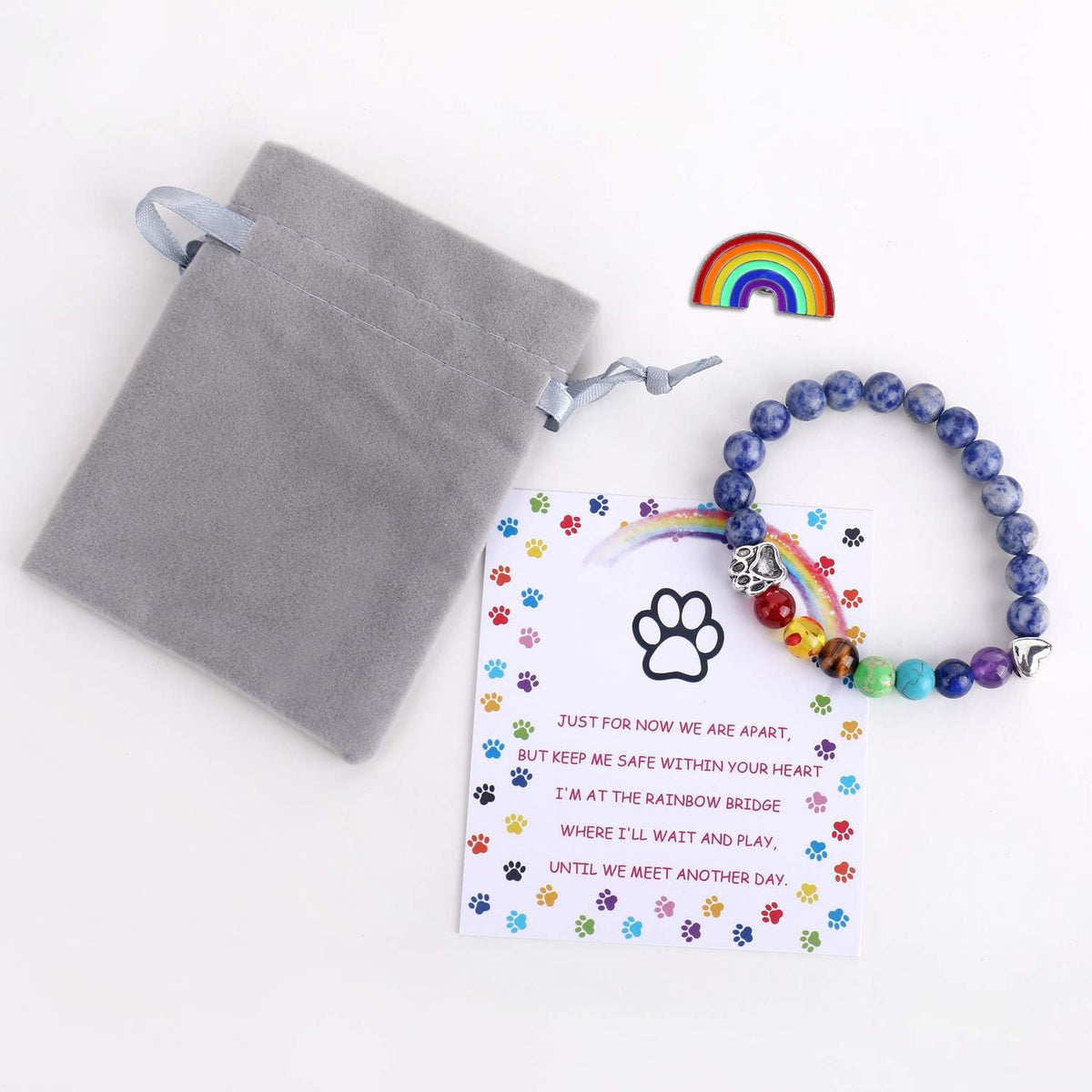 Pulsera de chakras conmemorativa arcoíris
