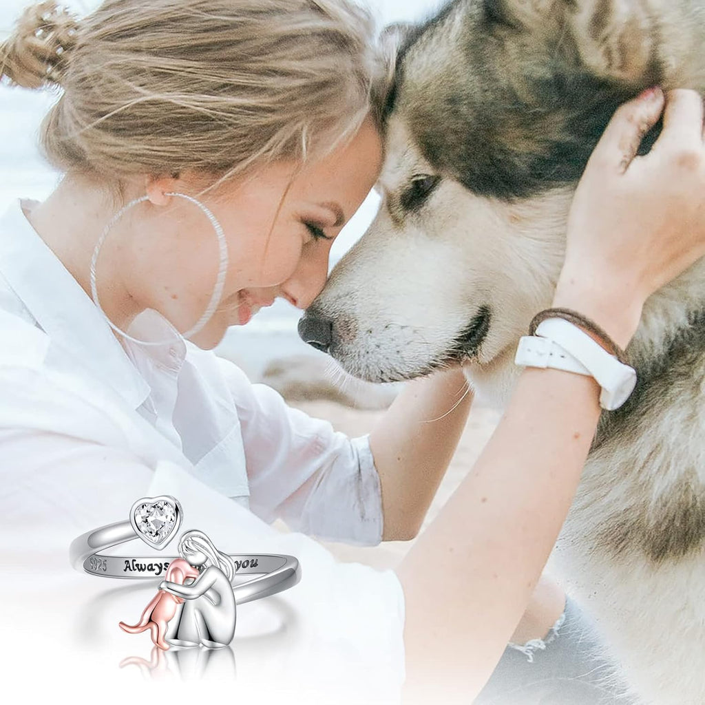 Anillo para amantes de perros en plata de ley