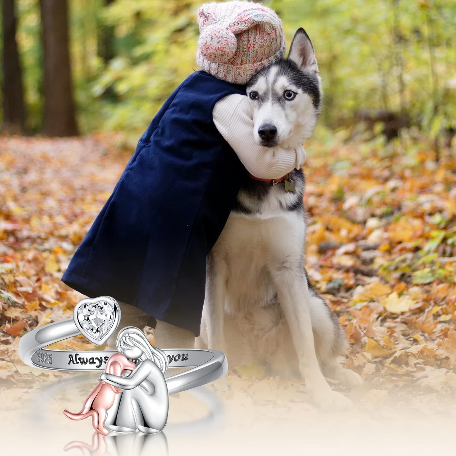 Anillo para amantes de perros en plata de ley