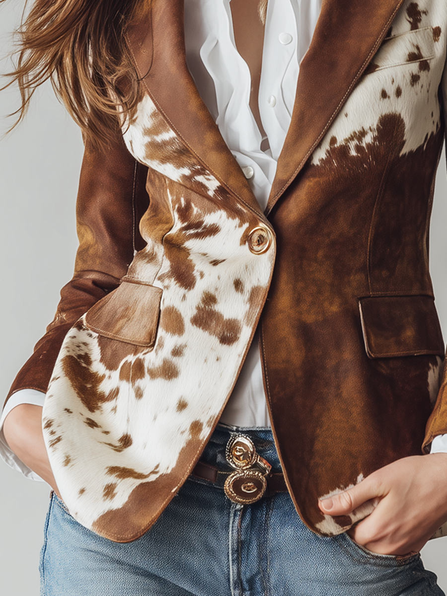 Blazer vintage con estampado de vaca Agathe – Bianca Montoro