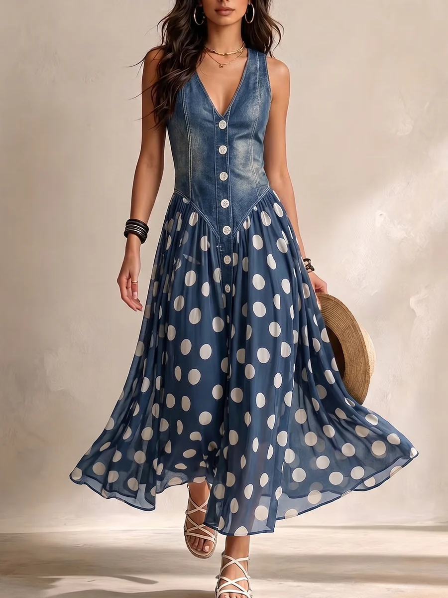 Bianca | Vestido midi de gasa con lunares
