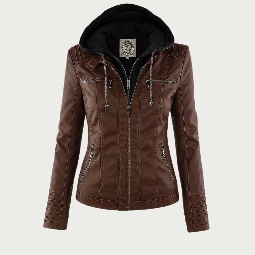 Chaqueta de piel Elsa — Marrón oscuro — vista 1
