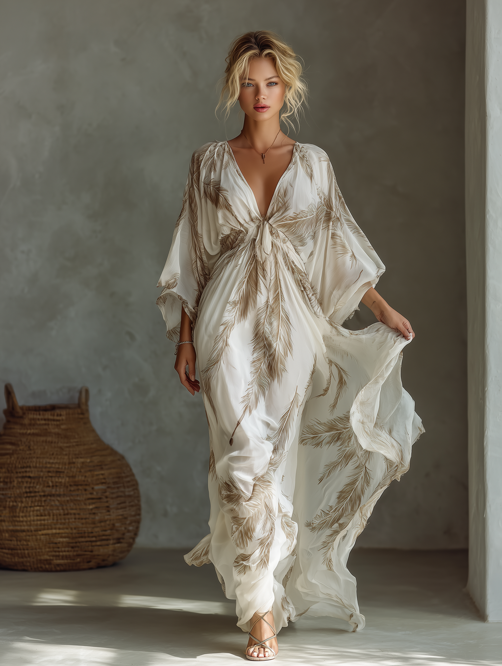Vestido largo de gasa con estampado | Arancha