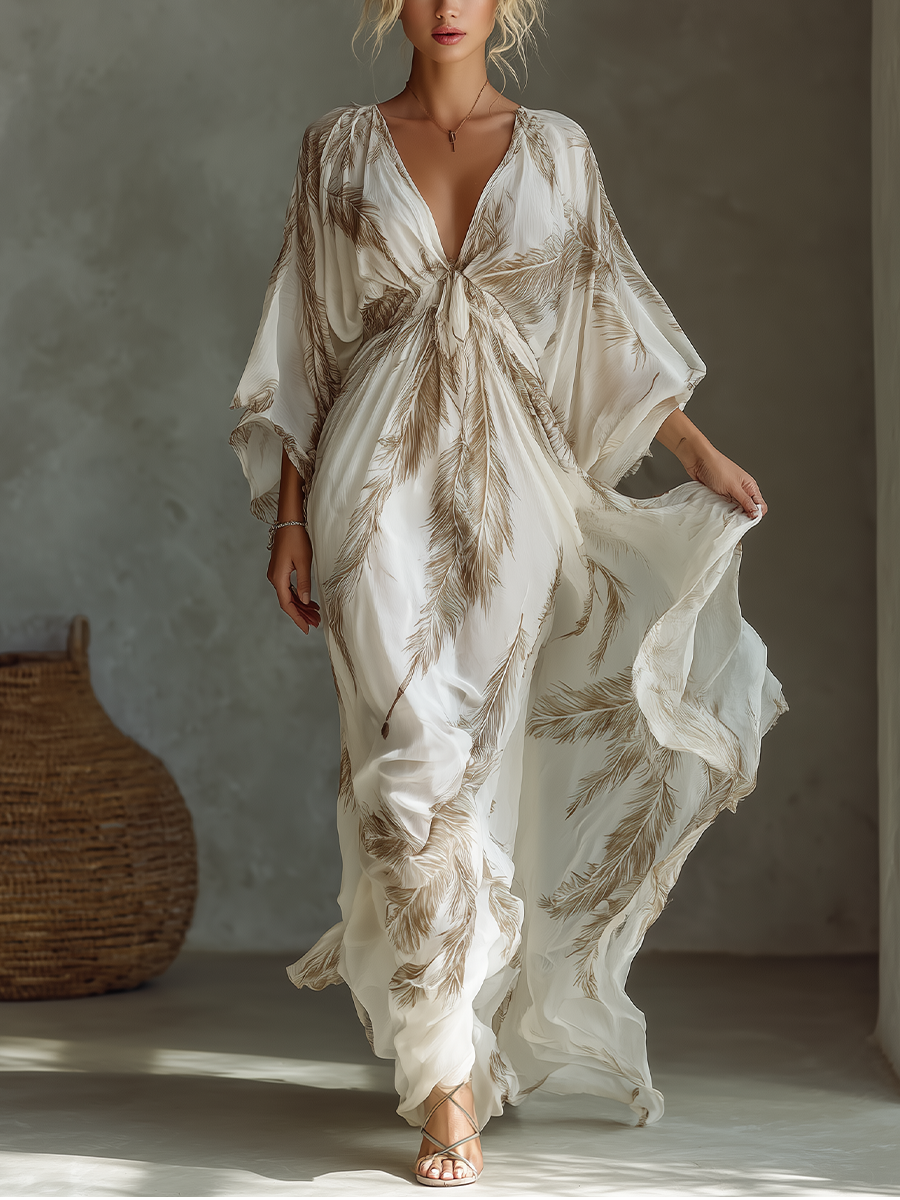 Vestido largo de gasa con estampado | Arancha
