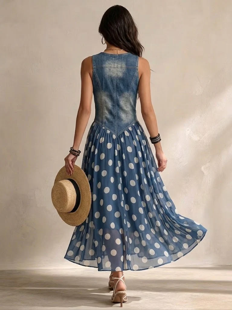 Bianca | Vestido midi de gasa con lunares