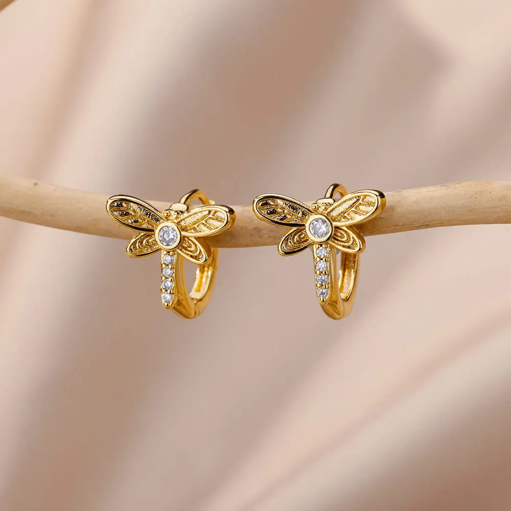 Pendientes de aro de animales en cristal