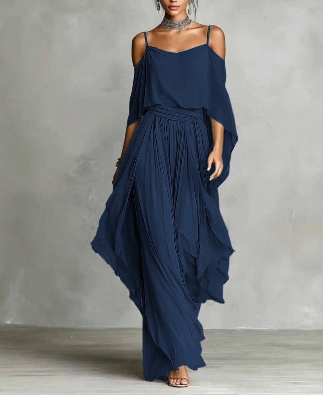 Julia | Conjunto fluido gris de dos piezas