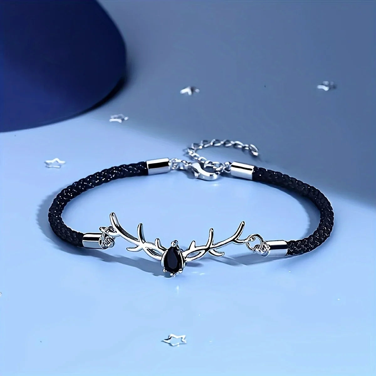 Pulsera de corazón en asta de ciervo con circón