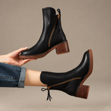 Yolanda | Botines de piel sintética con tacón ancho