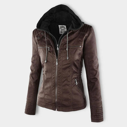 Chaqueta de piel Elsa — Marrón oscuro — vista 2