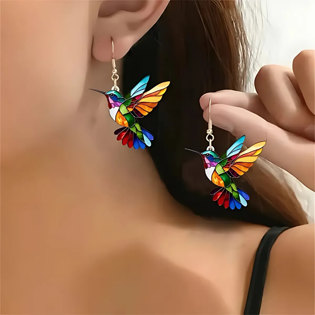 Collar de colibrí con pendientes a juego
