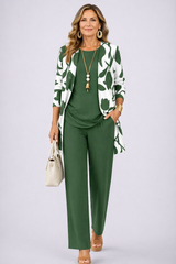 Brunella | Conjunto de mujer 3 piezas verde y blanco