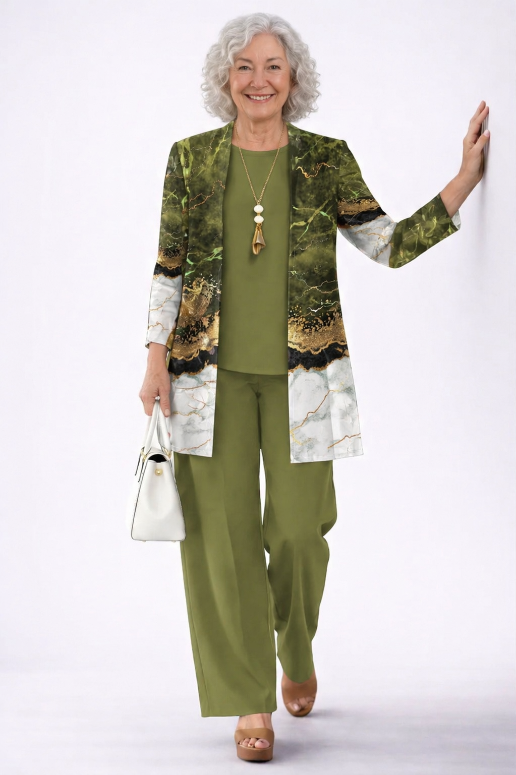 Debora | Conjunto de mujer 3 piezas verde oliva