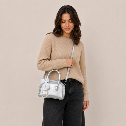 Bolso de mano metalizado Perla