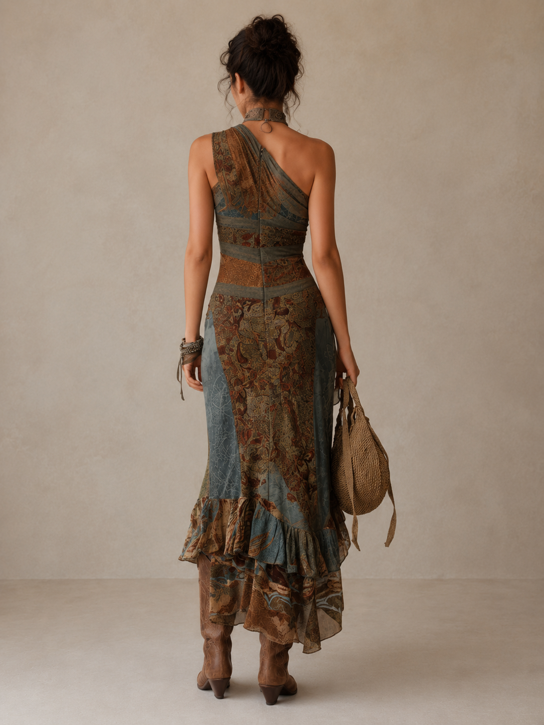 Vestido largo asimétrico Elena