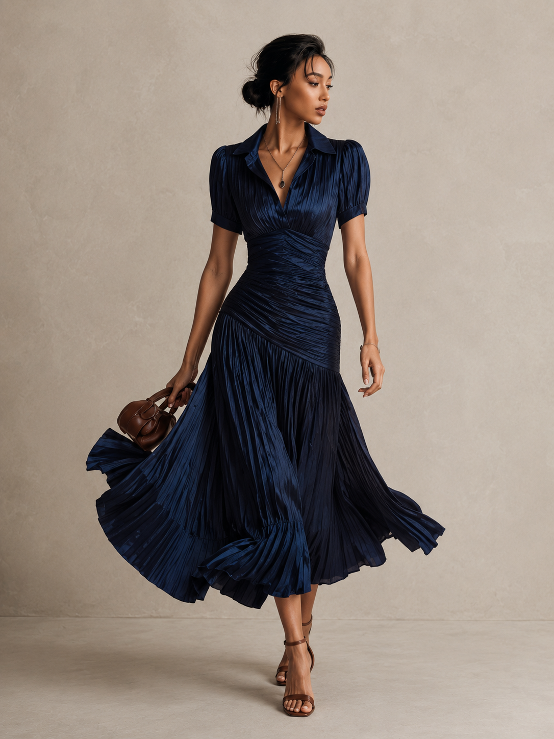 Vestido midi de satén Adriana