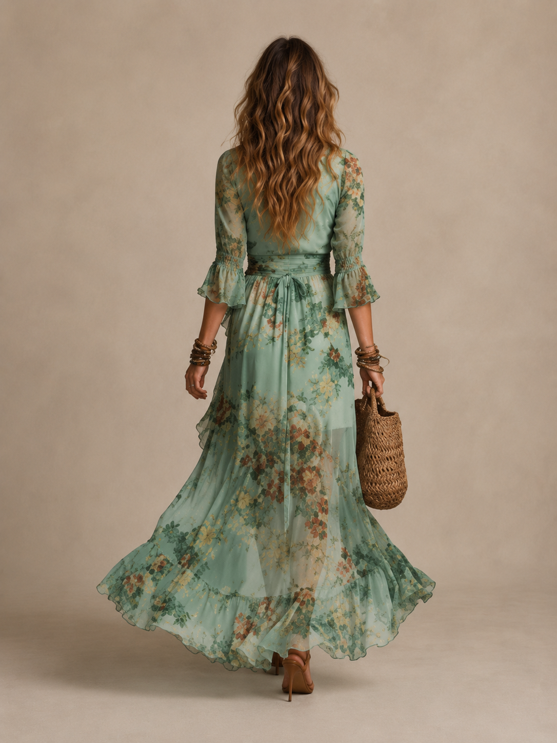 Vestido largo verde Antonia
