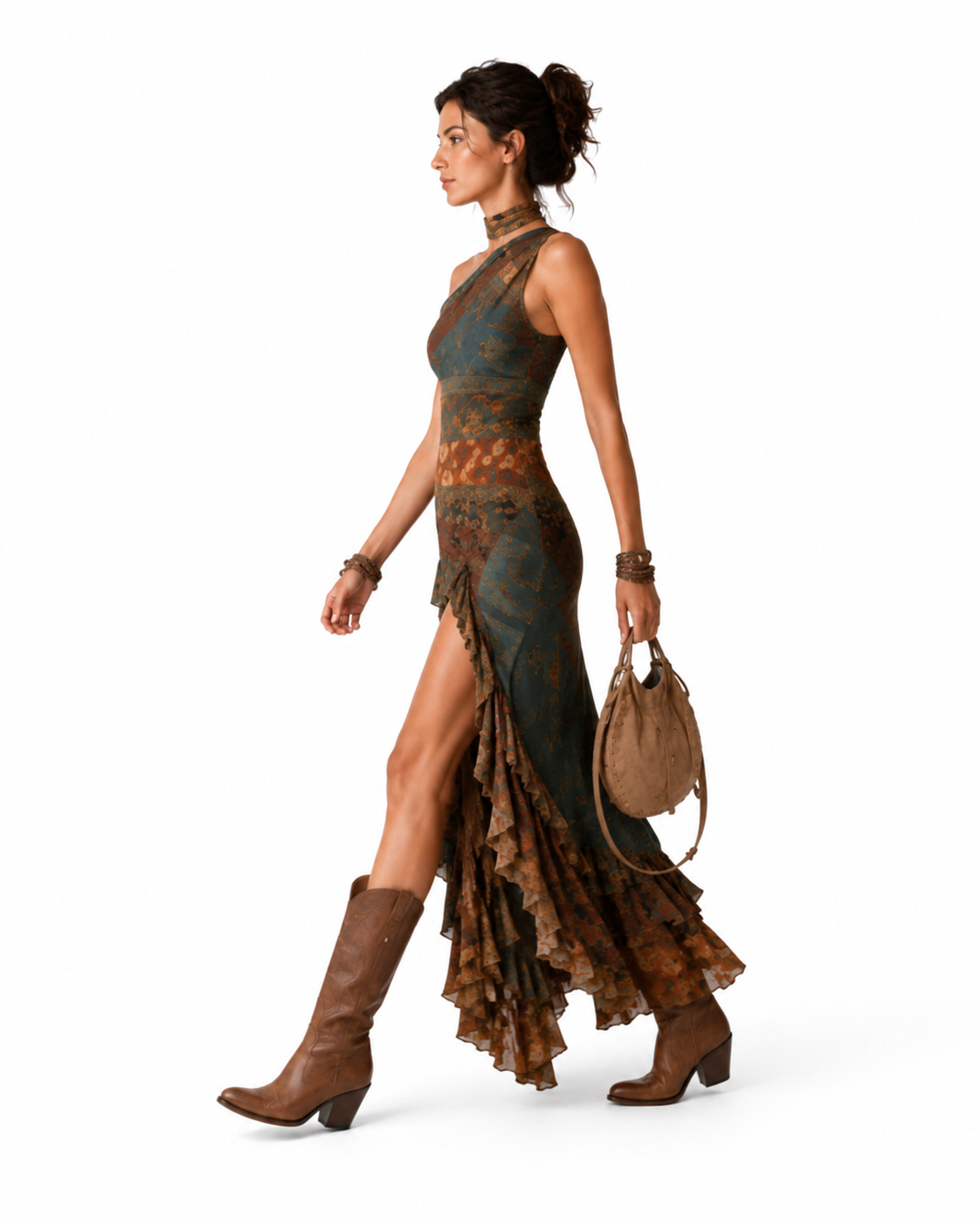 Vestido largo asimétrico Elena