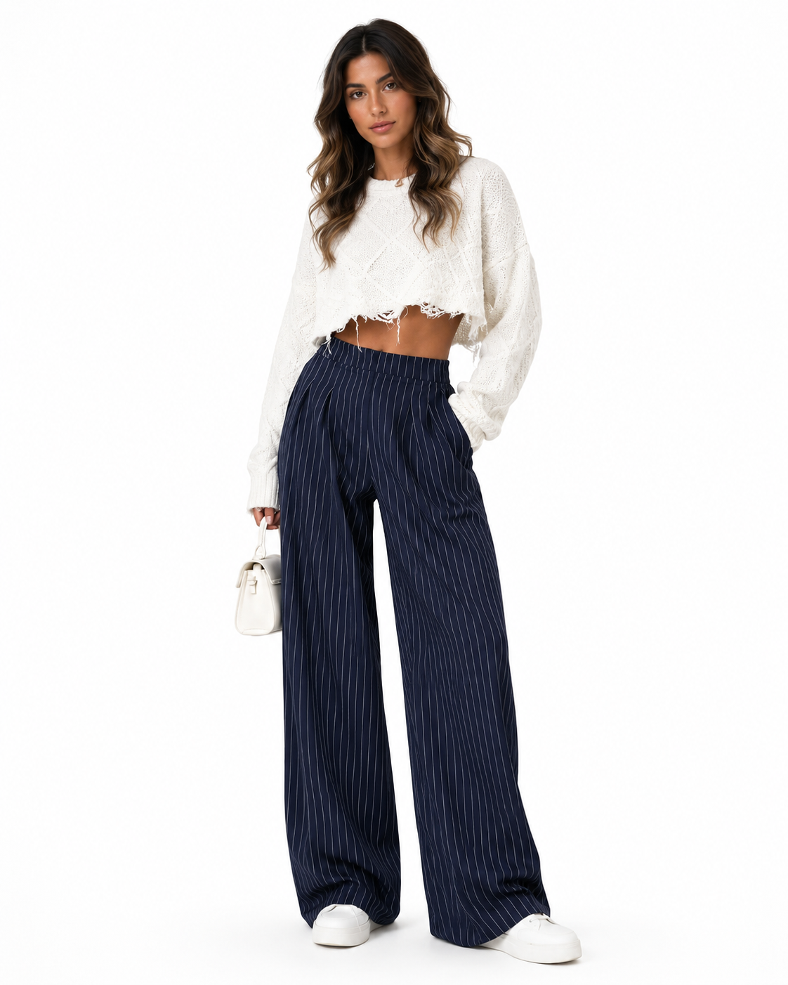 Pantalón ancho a rayas Mar
