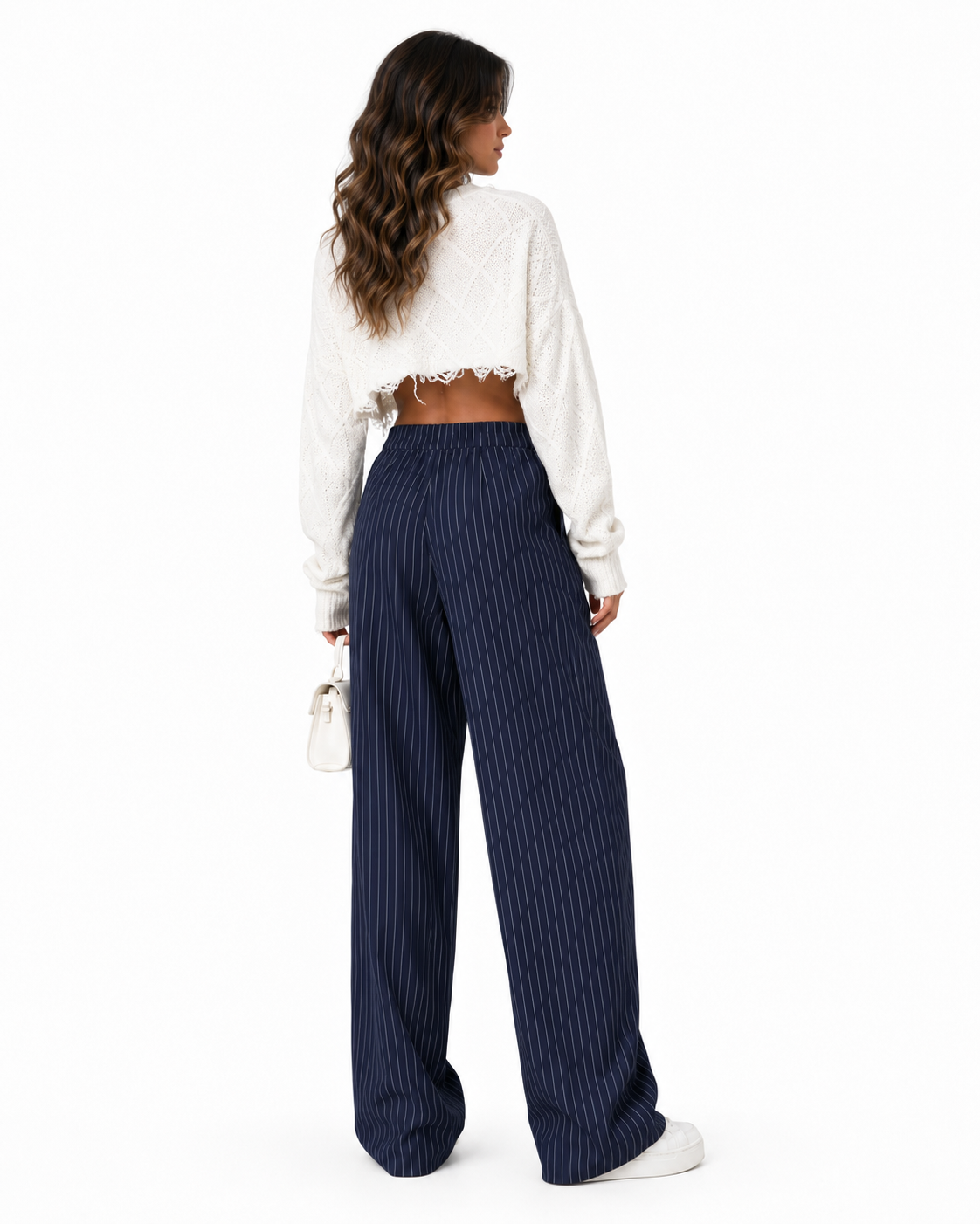 Pantalón ancho a rayas Mar
