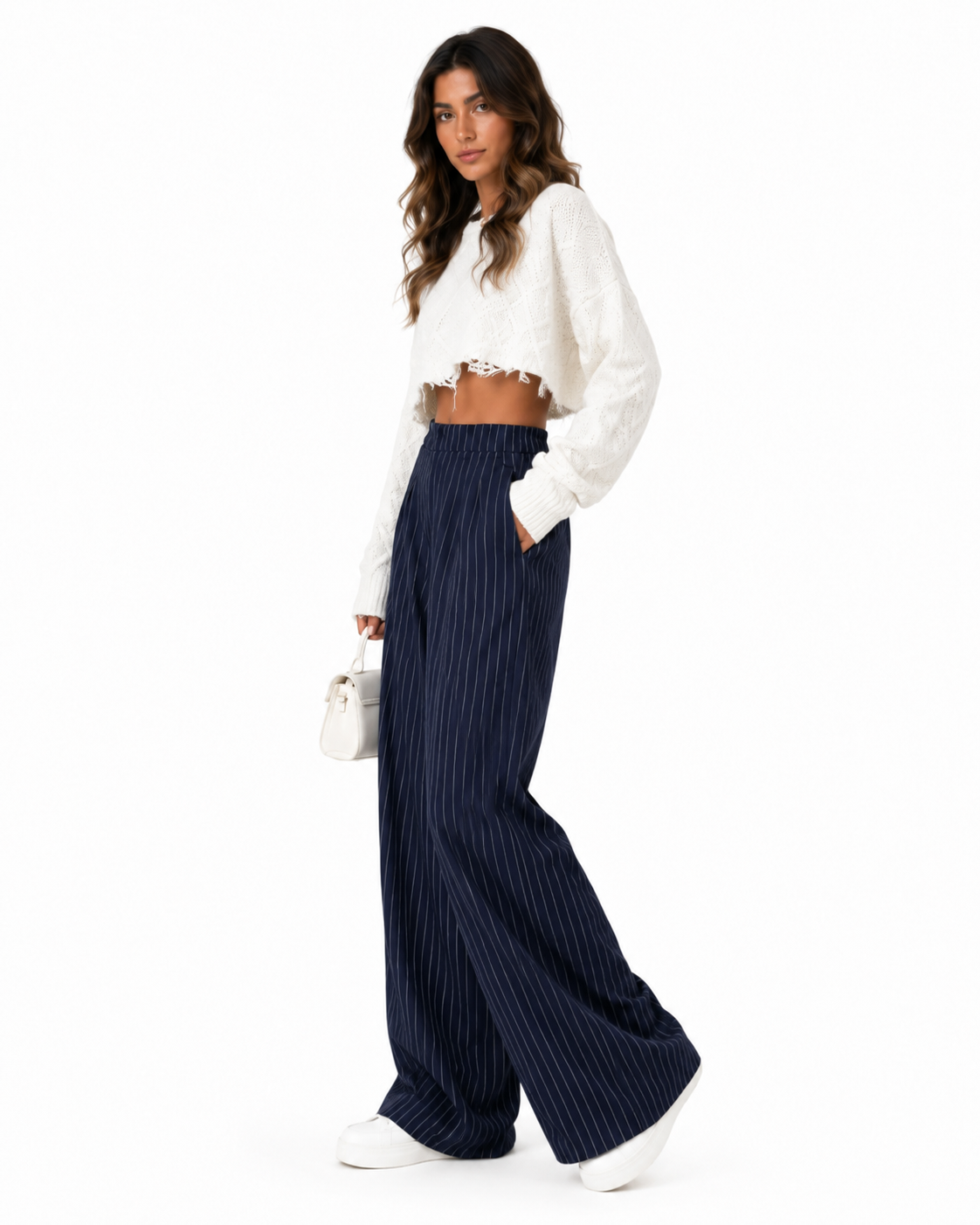 Pantalón ancho a rayas Mar