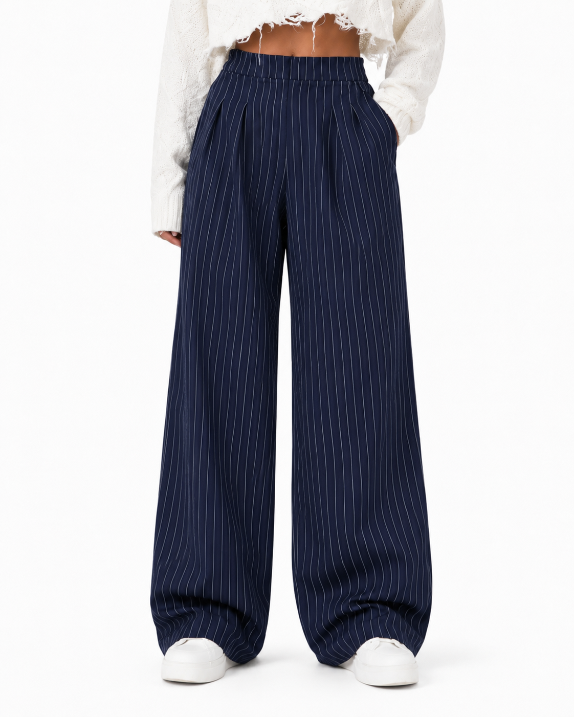 Pantalón ancho a rayas Mar
